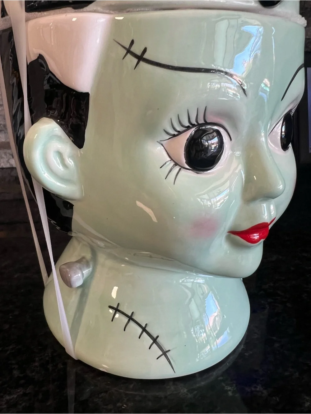 BRIDE OF FRANKENSTEIN Ceramic Bust Halloween Canister/Cookie Jar-AMAZING!!